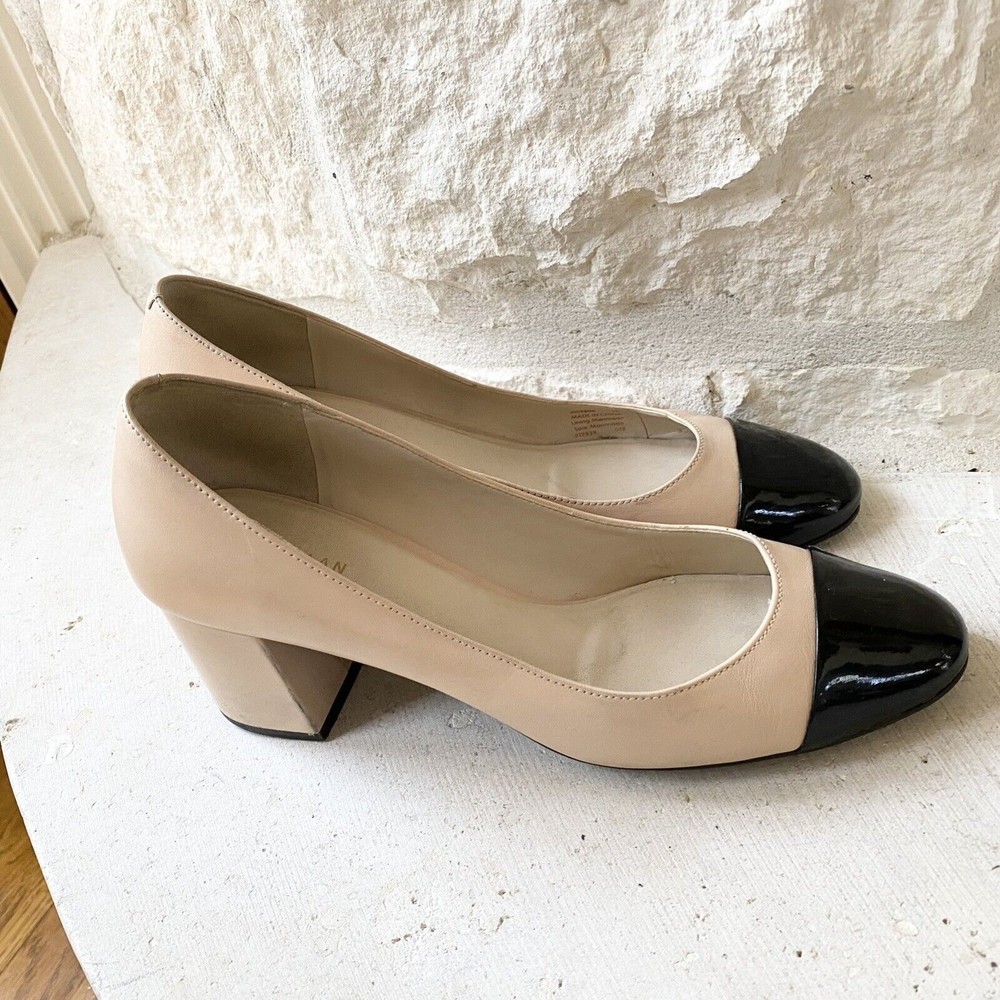 Cole Haan Classic Size 8 The Go to Block Heels Pumps Two Tone Cushion Career
